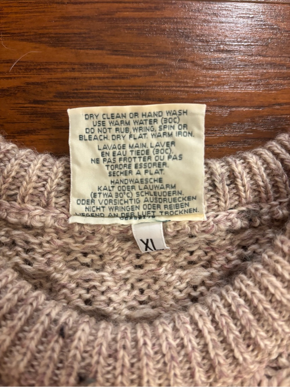 Carraig Donn XL Traditional Unisex Aran Sweater Brown Wool - Picture 3 of 5